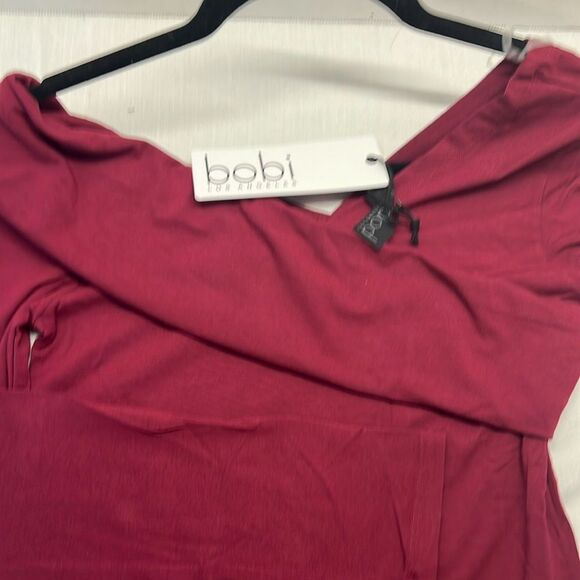 Bobi Assymetric Wrap Women’s Top Size S Color Pinot Long Sleeves Fitted NWT - Picture 7 of 8